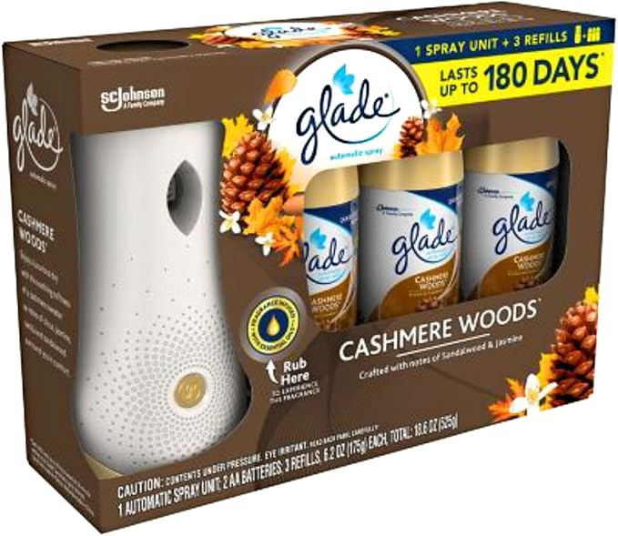 Glade | Auto Air Freshener – 1 Holder + 3 Refills, Cashmere Woods