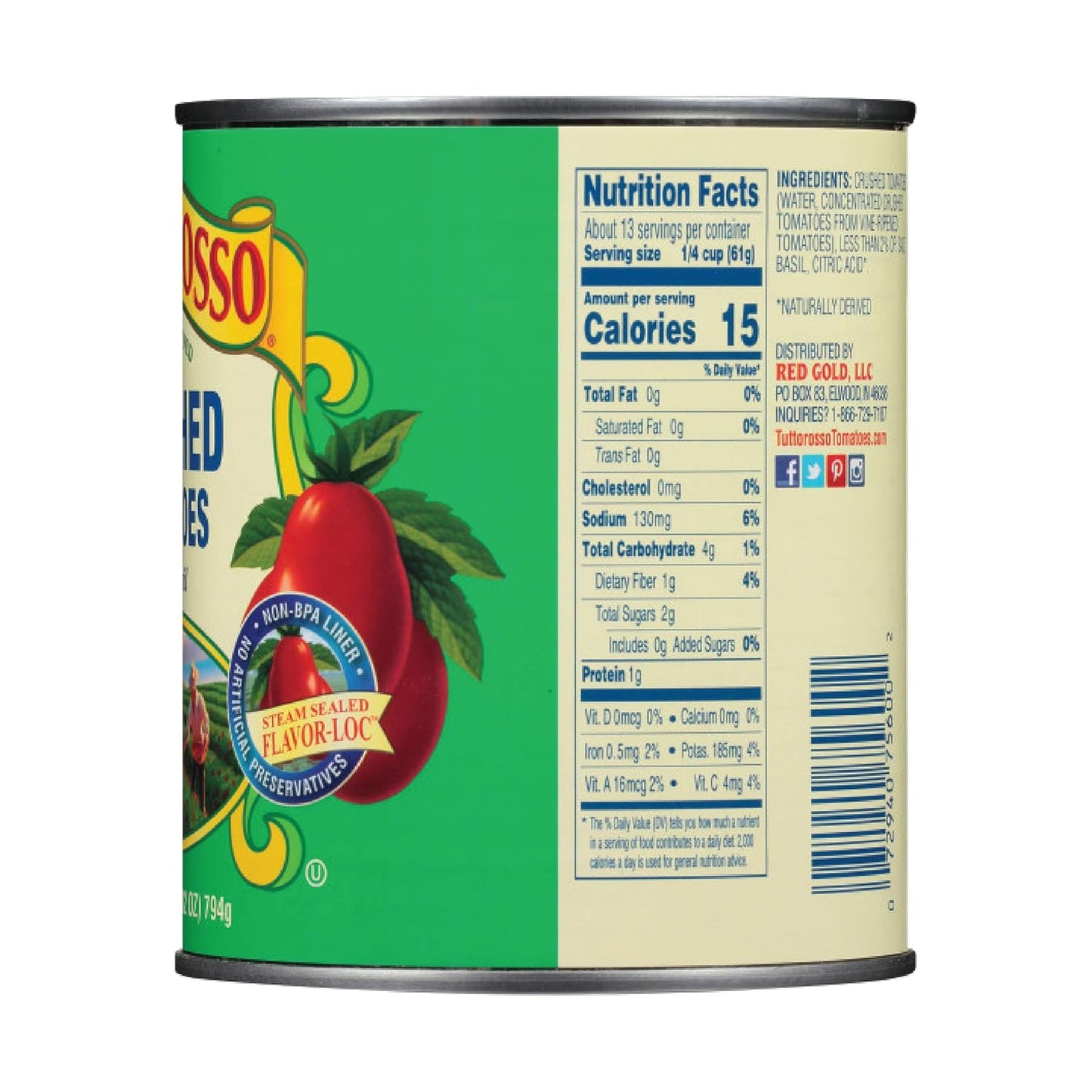 Tuttorosso | 6-Pack Crushed Tomatoes with Basil, 28oz Cans