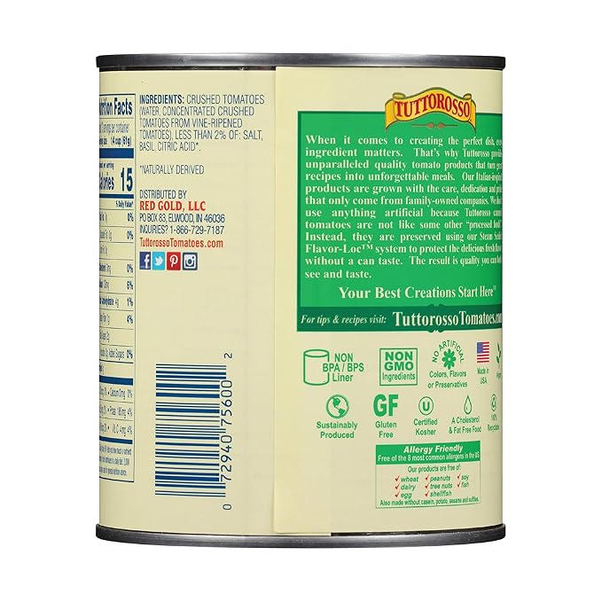 Tuttorosso | 6-Pack Crushed Tomatoes with Basil, 28oz Cans