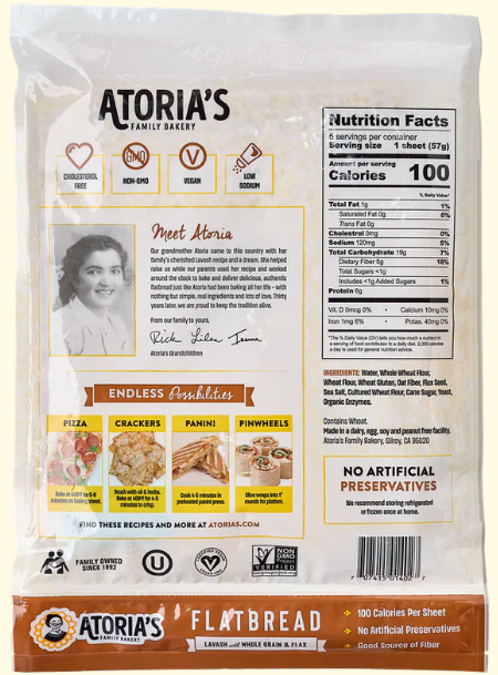 Whole Grain & Flax Lavash – Case of 5 Packs