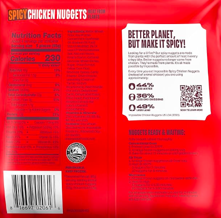 Impossible™ Spicy Chicken Nuggets Meat From Plants – Case of 12 Packs