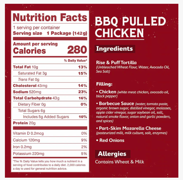 BBQ Pulled Chicken Quesadilla – Case of 4 Packs