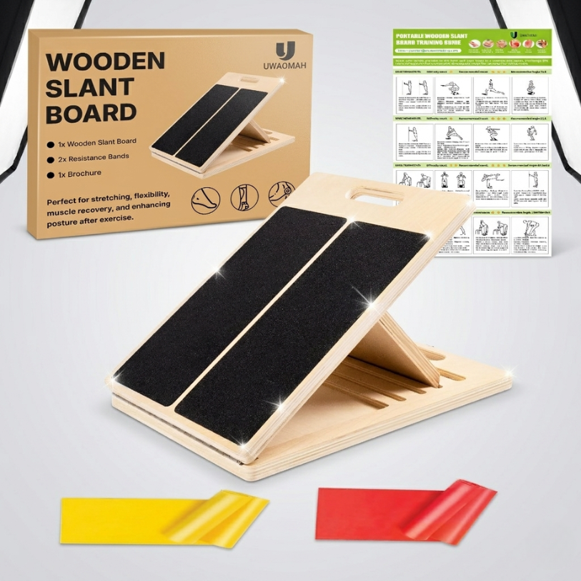 Slant Board for Calf Stretching – Adjustable Wooden Calf Stretch Board, Calf Stretcher & Squat Wedge