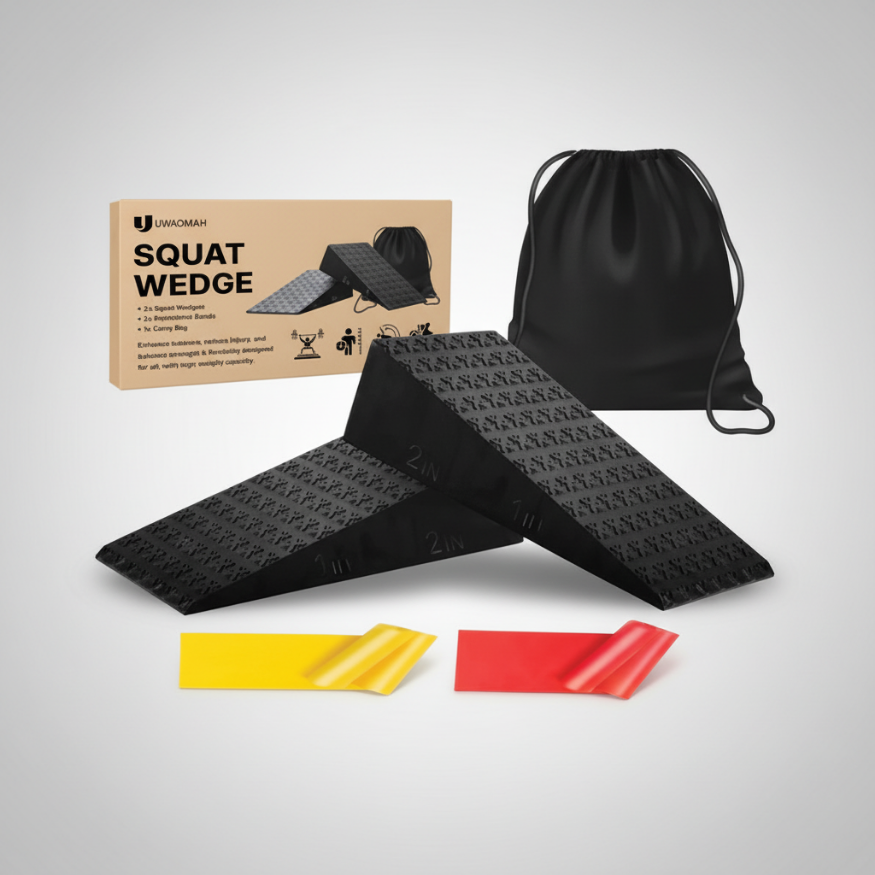 Squat Wedge 2 Pack - Non-Slip 2 Inch Heel Riser for Deeper Squats, Ankle Mobility & Calf Stretching, Portable Slant Board with Storage Bag, Heavy Duty Squat Blocks