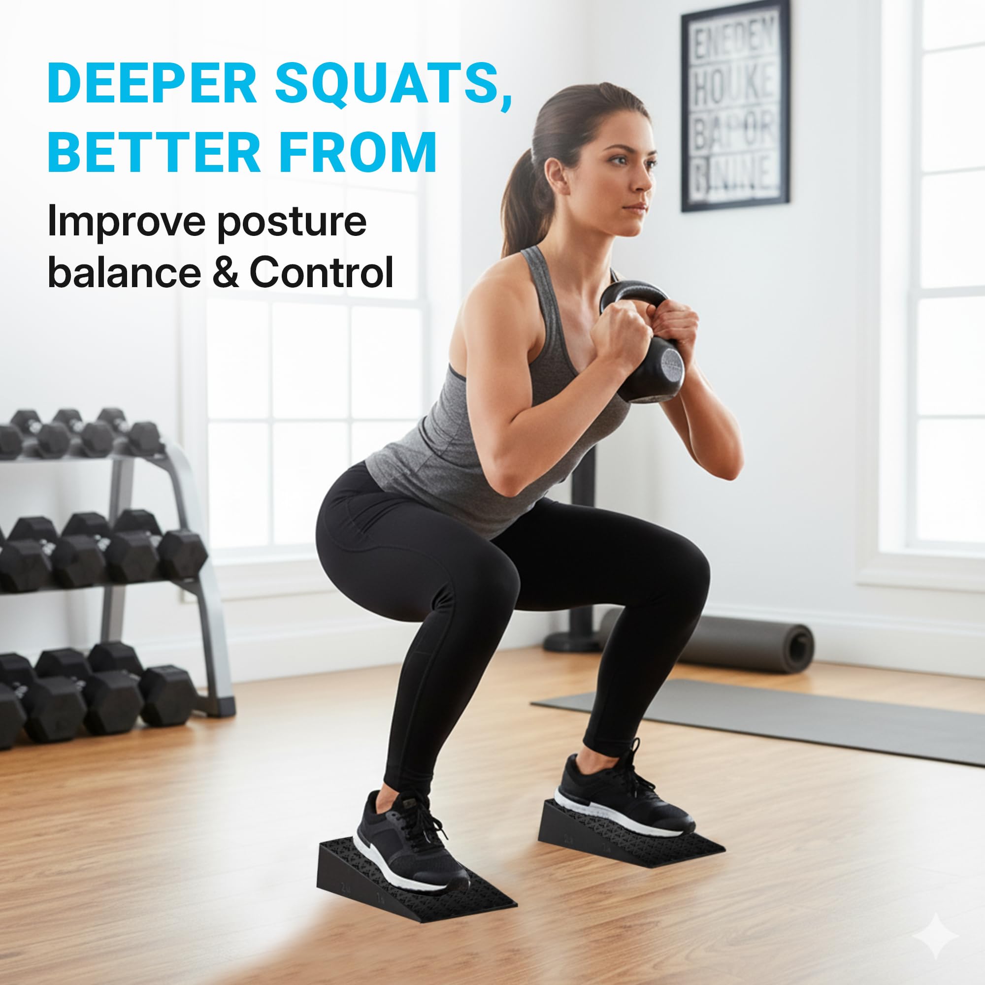 Squat Wedge 2 Pack - Non-Slip 2 Inch Heel Riser for Deeper Squats, Ankle Mobility & Calf Stretching, Portable Slant Board with Storage Bag, Heavy Duty Squat Blocks
