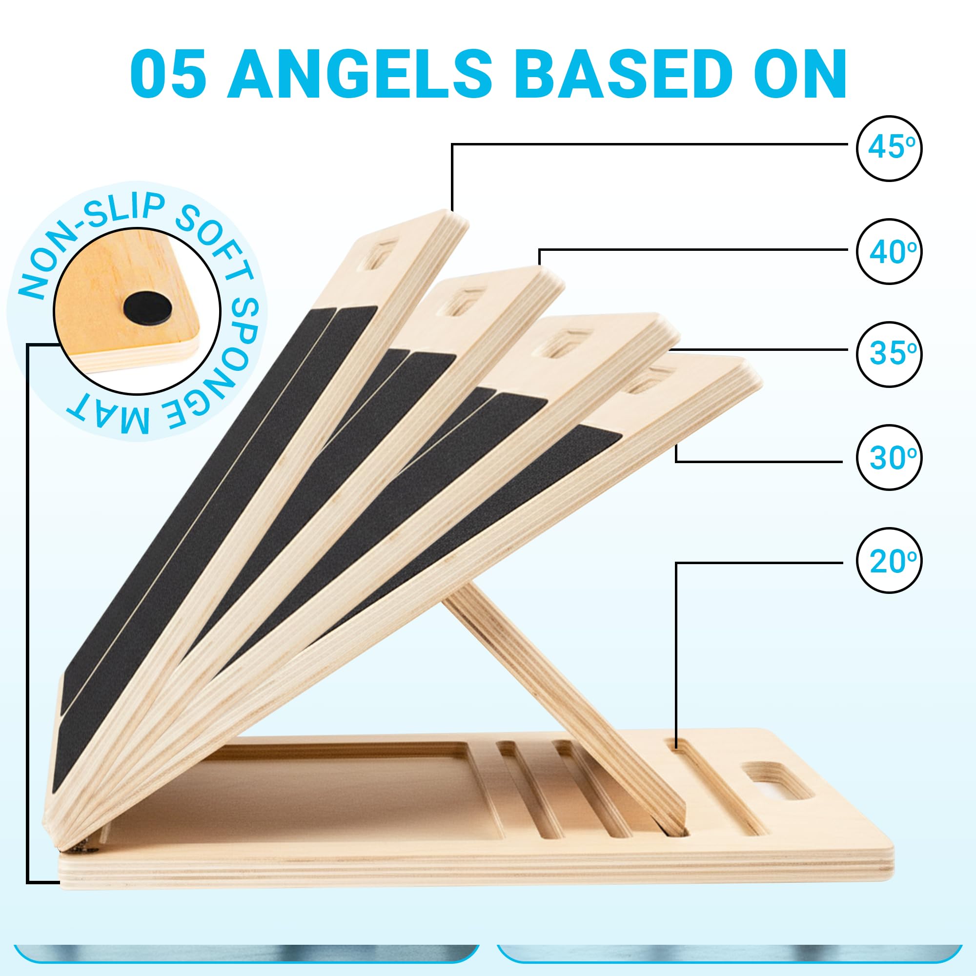 Slant Board for Calf Stretching – Adjustable Wooden Calf Stretch Board, Calf Stretcher & Squat Wedge