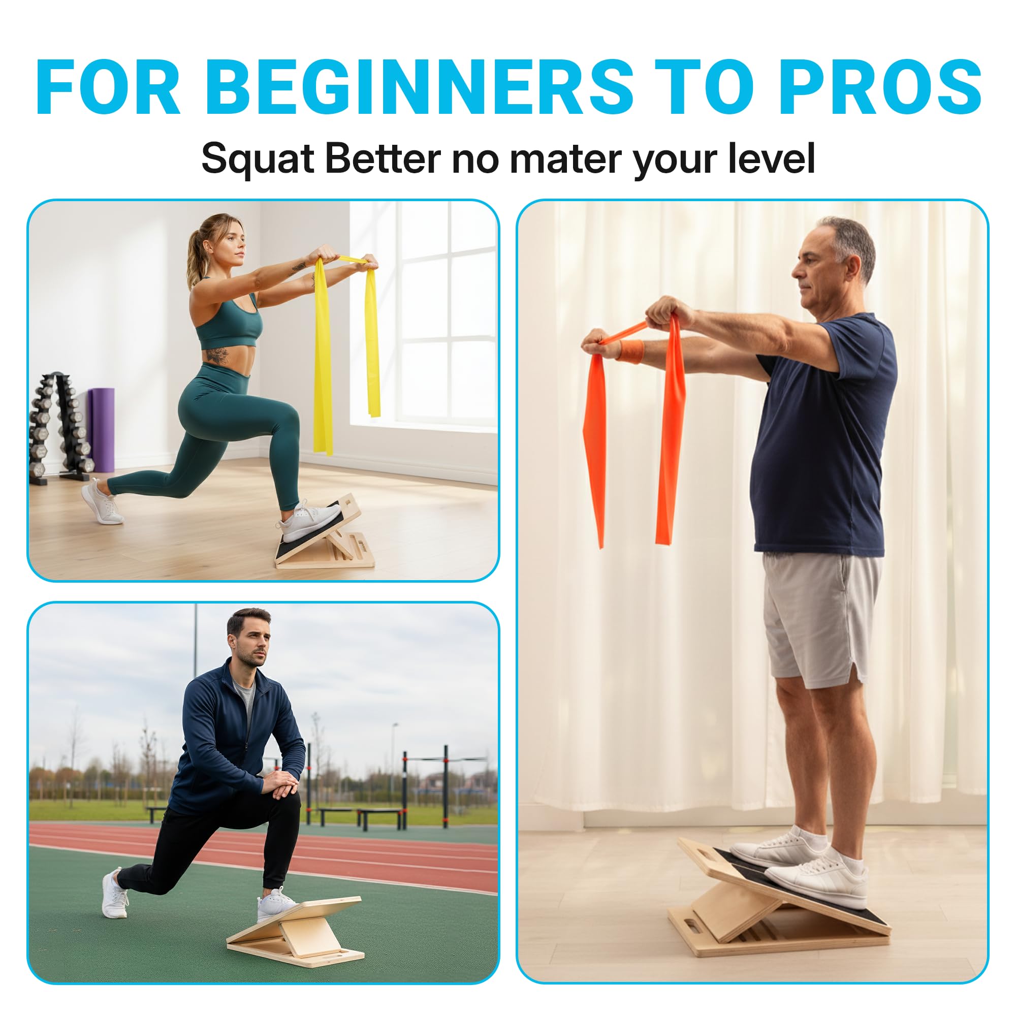 Slant Board for Calf Stretching – Adjustable Wooden Calf Stretch Board, Calf Stretcher & Squat Wedge