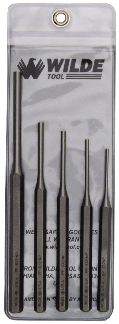 Wilde Tool Pp 5 Pin Punch Set, 5-Piece, Steel (PP 5.NP/VP)