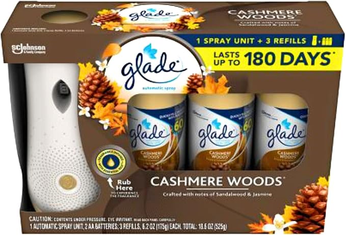 Glade | Auto Air Freshener – 1 Holder + 3 Refills, Cashmere Woods