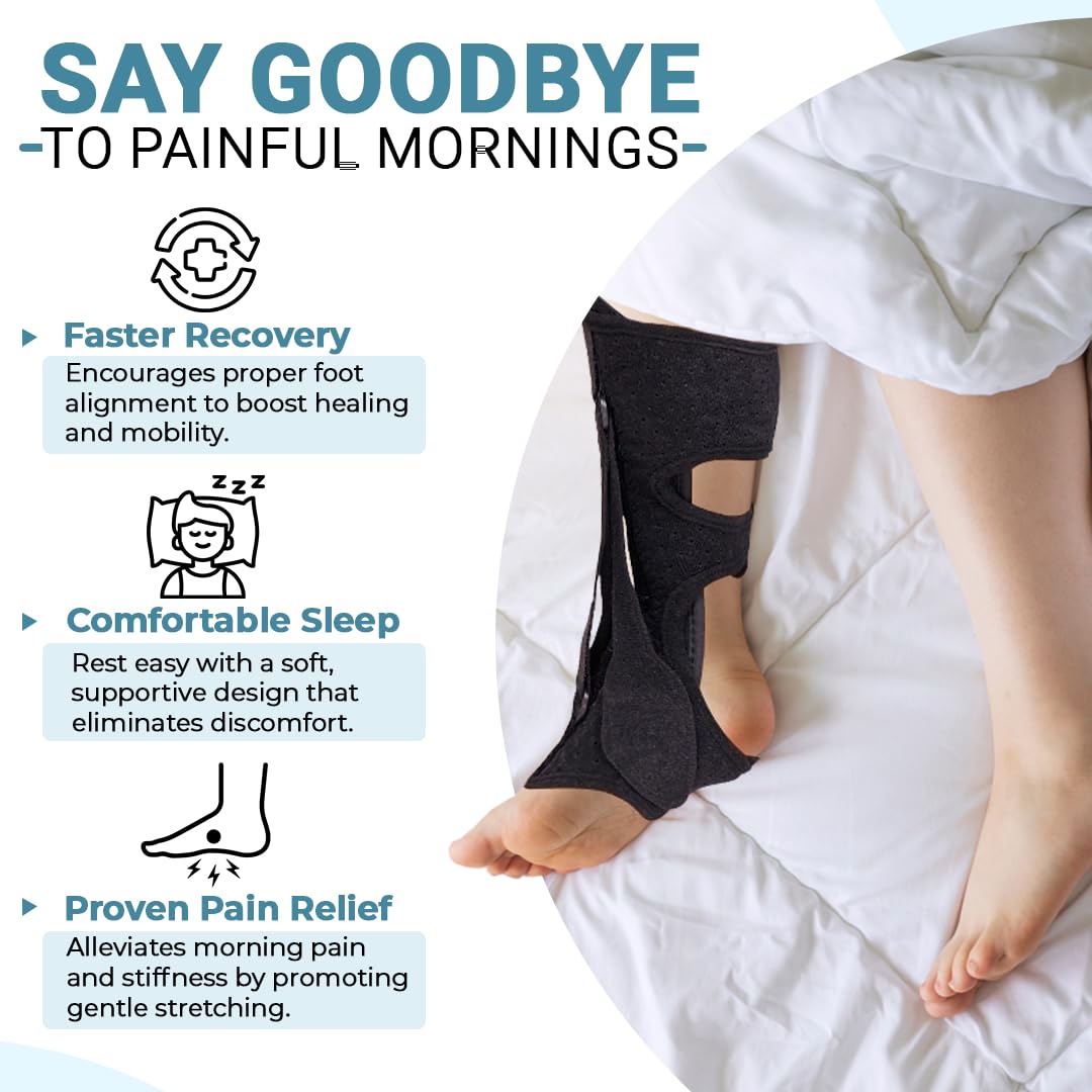 Plantar Fasciitis Night Splint – Adjustable Night Splint for Achilles Tendonitis & Foot Drop Relief | Pain Relief for Plantar Fasciitis | Soft, Breathable Comfort Design