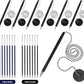 Secure Pen with Adhesive Pen Chain Holder 23-Inch Chain | 7 Black Pens with 7 Black & 7 Blue Refills | Counter Pens with Chain & Base | Ideal for Office, Reception & Public Spaces