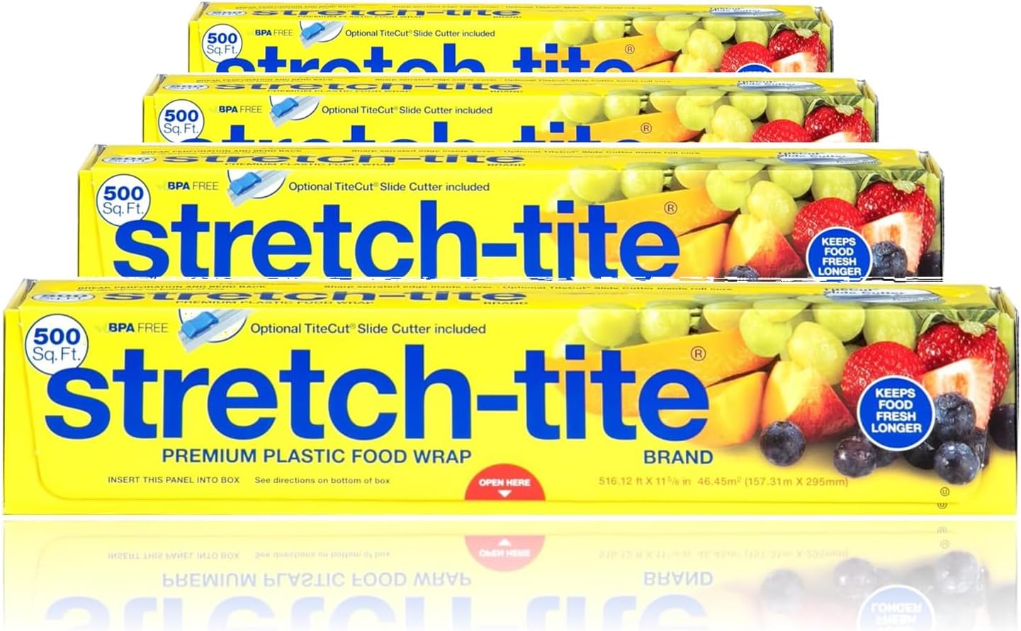 Stretch-tite | Plastic Food Wrap – 500 Sq. Ft., 4-Pack Rolls