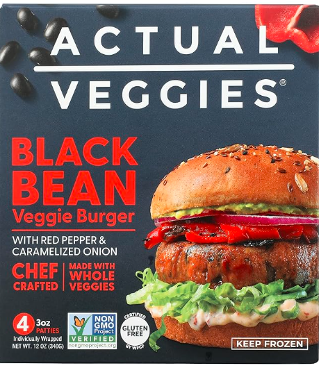 Actual Veggies Black Bean Veggie Burger – Case of 4 Packs