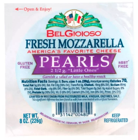 BelGioioso Fresh Mozzarella Pearl Cheese – Case of 12 Packs