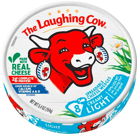 The Laughing Cow Light Creamy Swiss Spreadable Cheese Wedges – Case of 8 Packs