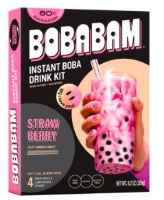 Bobabam Instant Boba Drink Kit, Strawberry – Case of 4 Packs