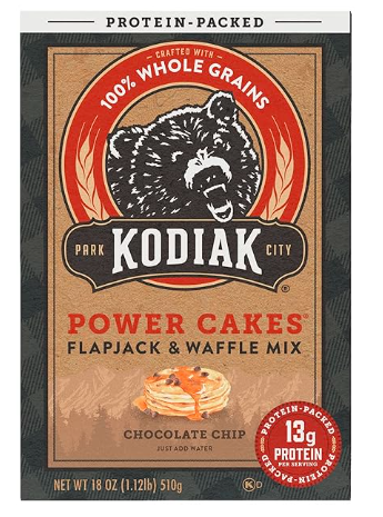 Kodiak Cakes Power Cakes, Pancake & Waffle Mix, Chocolate Chip – Case of 12 Packs