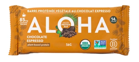 ALOHA Organic Plant-Based Protein Bar Chocolate Espresso – Case of 12 Packs