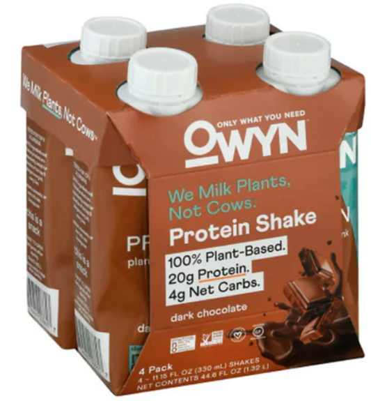 OWYN Protein Shake, Dark Chocolate – Case of 4 Packs