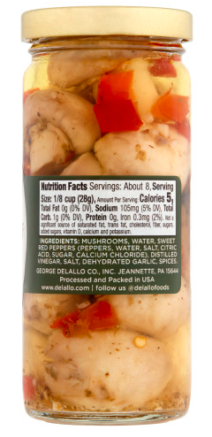 Marinated Mushrooms (Garlic And Sweet Red Peppers) – Case of 12 Packs