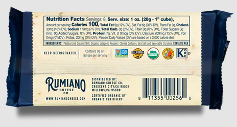 Rumiano Organic  Pepper Jack – Case of 12 Packs