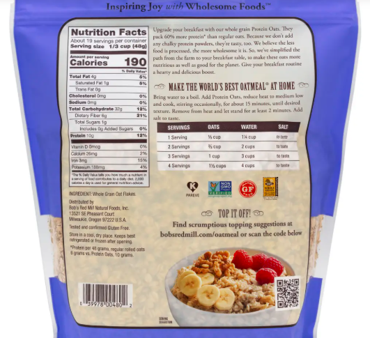 Gluten Free Protein Oats – Case of 12 Packs