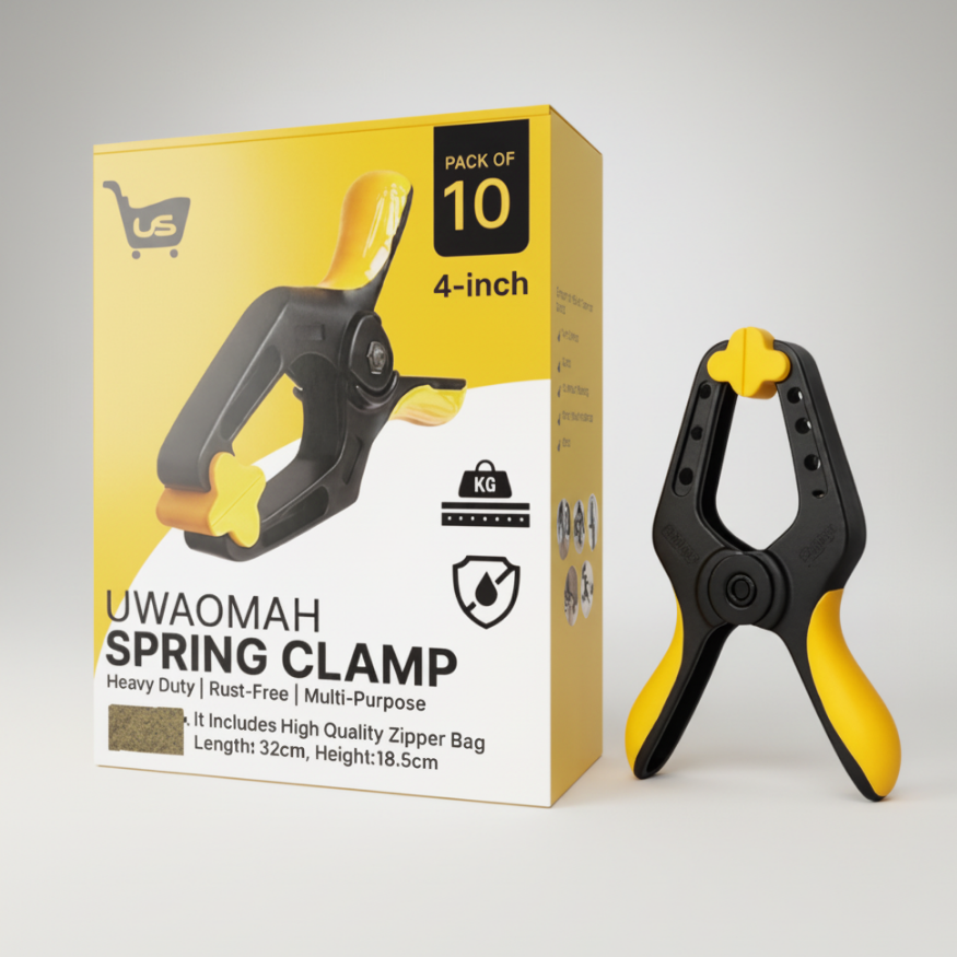 Spring Clamps [10 Pack] – 4-Inch Clamps Heavy Duty with 30lb Grip Strength & 2" Jaw Capacity | Rust-Free for Backdrop with Non-Slip Pads | Heavy Duty Clamps, Crafts, DIY & Tarps
