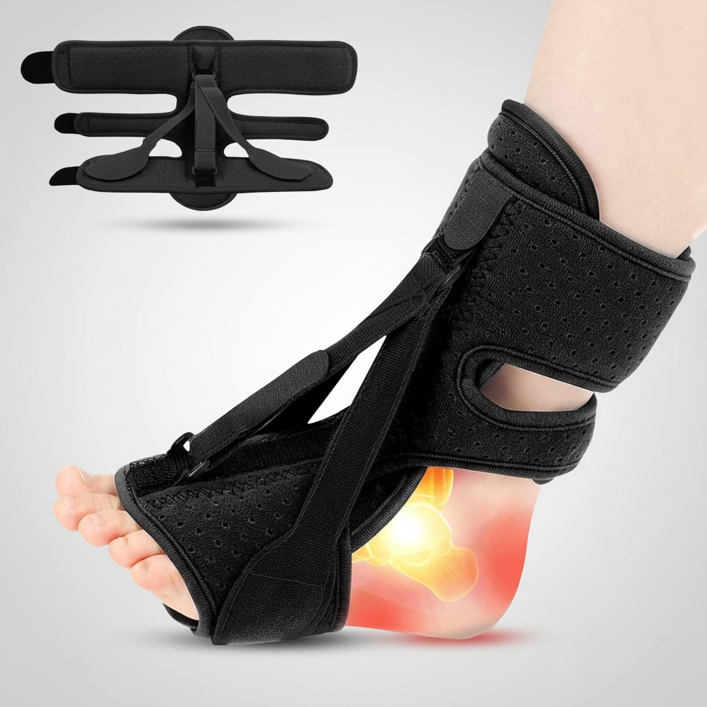 Plantar Fasciitis Night Splint - Adjustable Foot Brace for Men and Women, Heel Pain Relief, Comfortable Sleep Support for Foot Drop and Achilles Pain (Black)