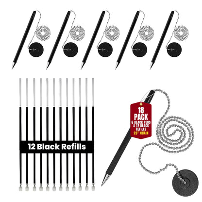 Pen with Chain Security Desk Pen on a Chain with Adhesive Base & 23" Chain Pen Holder Includes Refills for Office, Counter Pen, & Reception Use