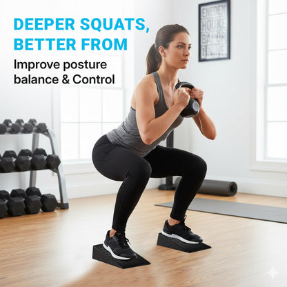 Squat Wedge 2 Pack - Non-Slip 2 Inch Heel Riser for Deeper Squats, Ankle Mobility & Calf Stretching, Portable Slant Board with Storage Bag, Heavy Duty Squat Blocks