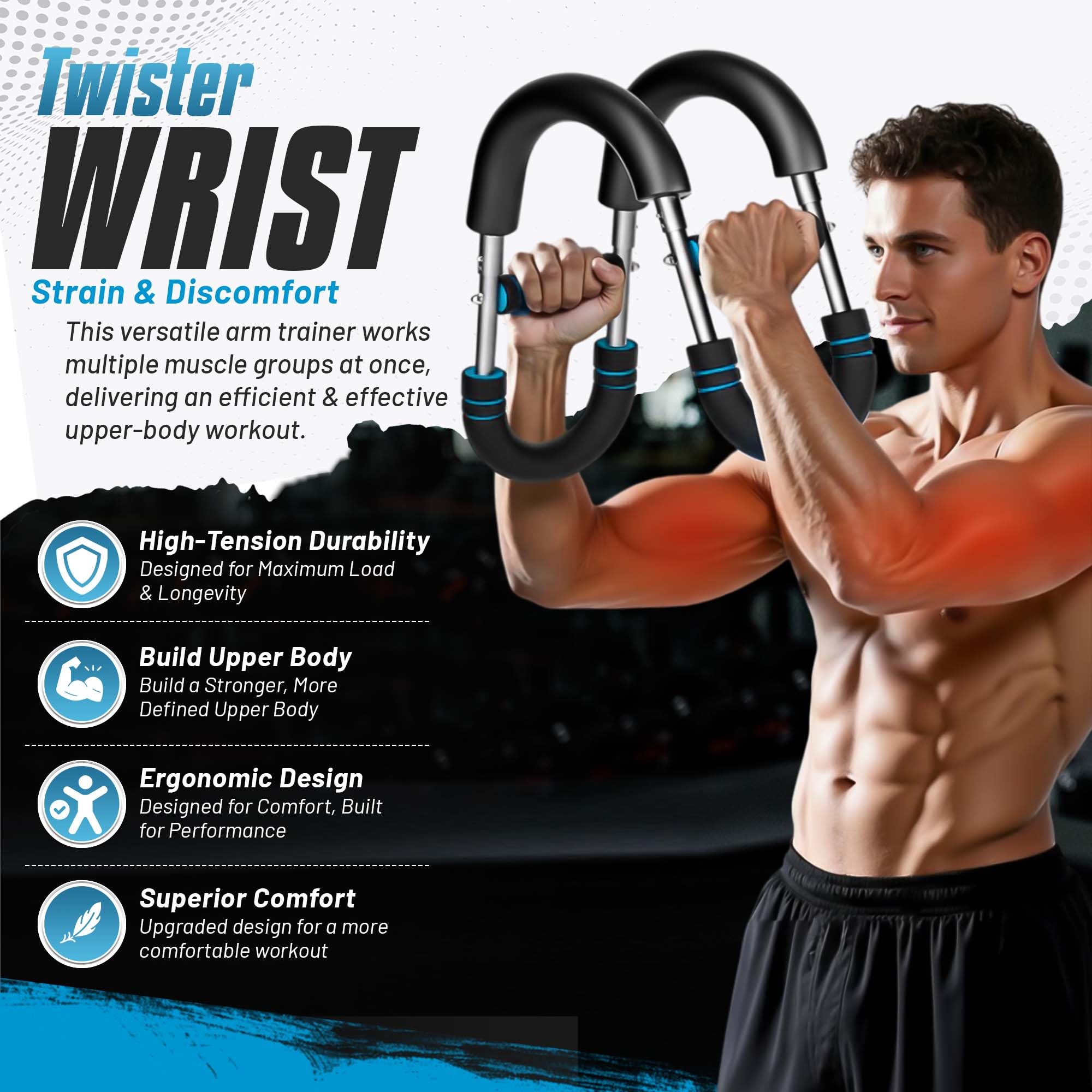 Twister Arm Trainer – Adjustable Resistance, Chest and Arm Trainer for Men, Portable for Chest Workout, Multifunctional Muscle Strength Equipment Home Gym Fitness