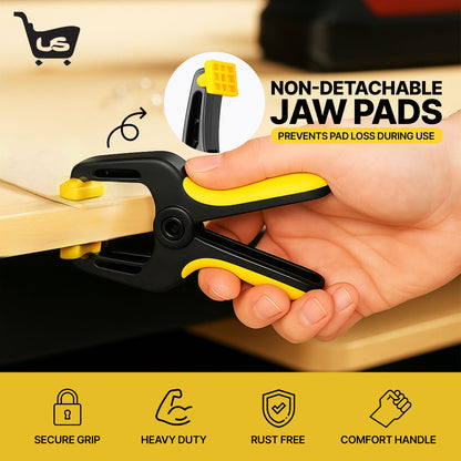 Spring Clamps [10 Pack] – 4-Inch Clamps Heavy Duty with 30lb Grip Strength & 2" Jaw Capacity | Rust-Free for Backdrop with Non-Slip Pads | Heavy Duty Clamps, Crafts, DIY & Tarps