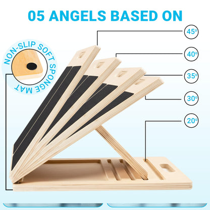 Slant Board for Calf Stretching – Adjustable Wooden Calf Stretch Board, Calf Stretcher & Squat Wedge