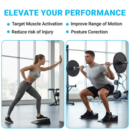 Squat Wedge 2 Pack - Non-Slip 2 Inch Heel Riser for Deeper Squats, Ankle Mobility & Calf Stretching, Portable Slant Board with Storage Bag, Heavy Duty Squat Blocks