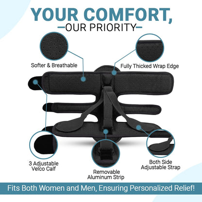 Plantar Fasciitis Night Splint - Adjustable Foot Brace for Men and Women, Heel Pain Relief, Comfortable Sleep Support for Foot Drop and Achilles Pain (Black)