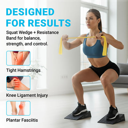 Squat Wedge 2 Pack - Non-Slip 2 Inch Heel Riser for Deeper Squats, Ankle Mobility & Calf Stretching, Portable Slant Board with Storage Bag, Heavy Duty Squat Blocks