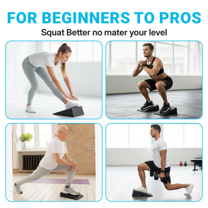 Squat Wedge 2 Pack - Non-Slip 2 Inch Heel Riser for Deeper Squats, Ankle Mobility & Calf Stretching, Portable Slant Board with Storage Bag, Heavy Duty Squat Blocks
