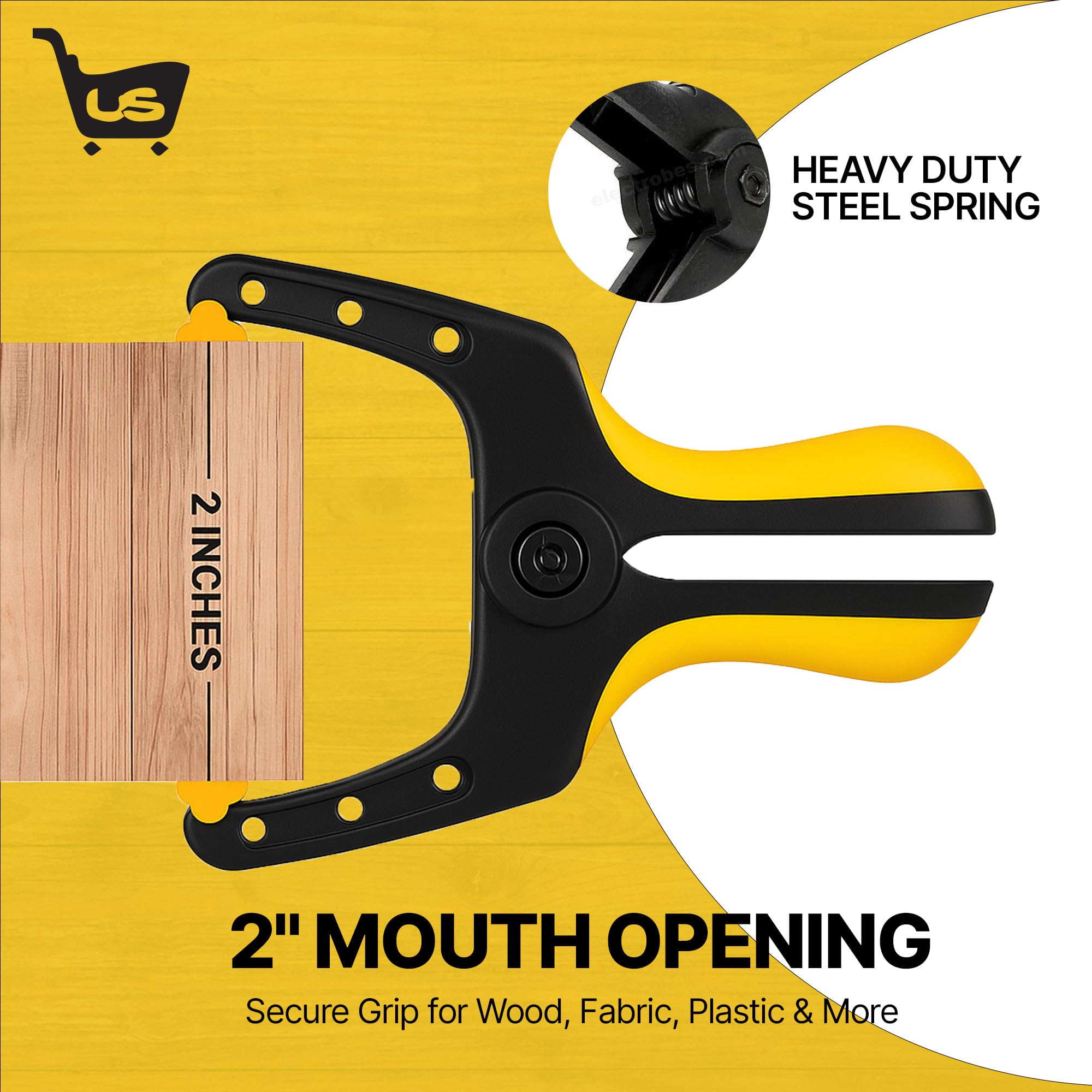 Spring Clamps [10 Pack] – 4-Inch Clamps Heavy Duty with 30lb Grip Strength & 2" Jaw Capacity | Rust-Free for Backdrop with Non-Slip Pads | Heavy Duty Clamps, Crafts, DIY & Tarps