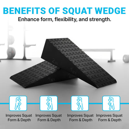 Squat Wedge 2 Pack - Non-Slip 2 Inch Heel Riser for Deeper Squats, Ankle Mobility & Calf Stretching, Portable Slant Board with Storage Bag, Heavy Duty Squat Blocks