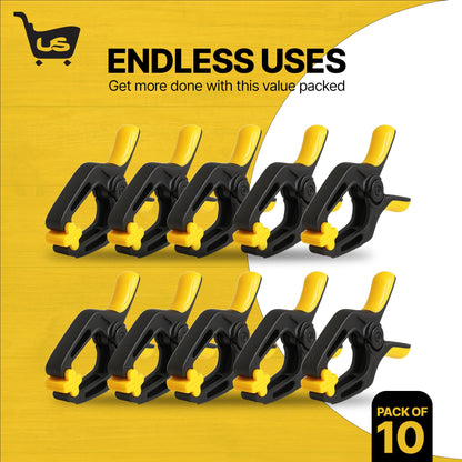 Spring Clamps [10 Pack] – 4-Inch Clamps Heavy Duty with 30lb Grip Strength & 2" Jaw Capacity | Rust-Free for Backdrop with Non-Slip Pads | Heavy Duty Clamps, Crafts, DIY & Tarps